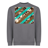 Turquoise Glitter Leopard And Cowhide Heavyweight Sweatshirt | Teevron