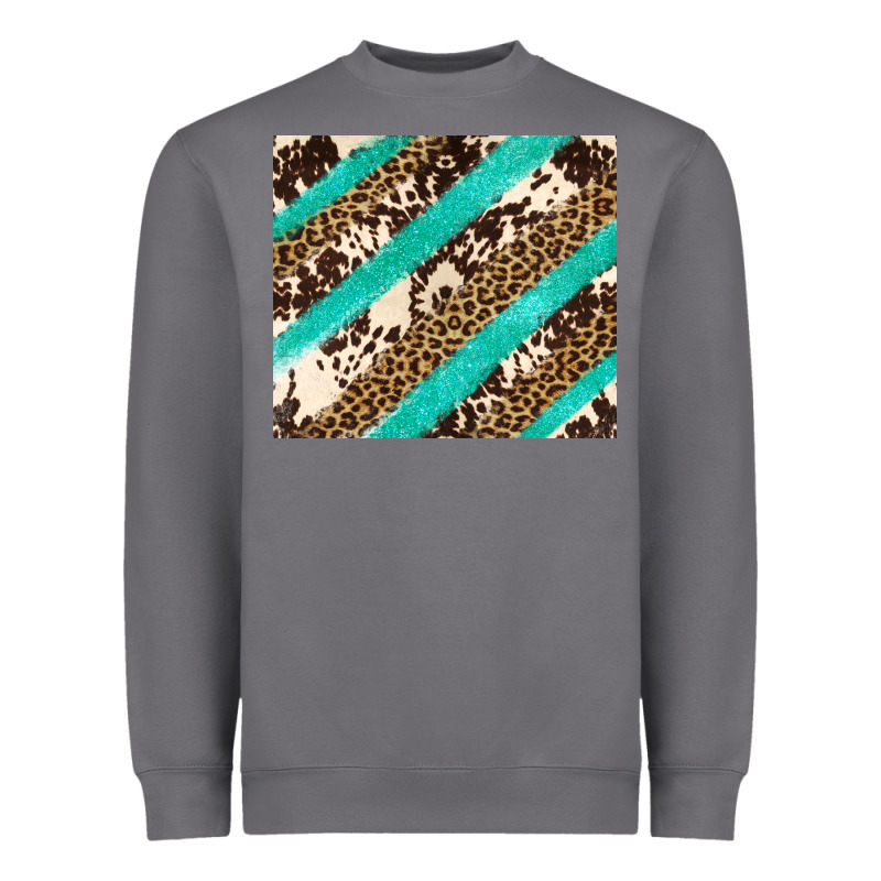 Turquoise Glitter Leopard And Cowhide Heavyweight Sweatshirt by Artiststas | Teevron