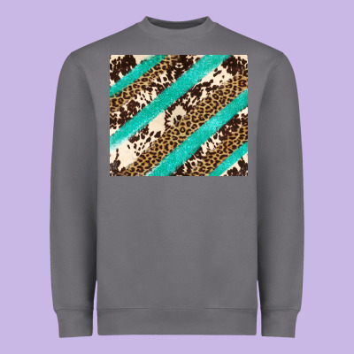 Turquoise Glitter Leopard And Cowhide Heavyweight Sweatshirt Designed By Artiststas