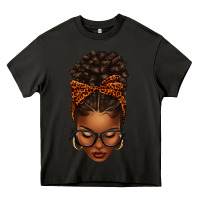 Asphalt afro messy bun orange leopard bow Heavy Core Tee - texasbilliewilder