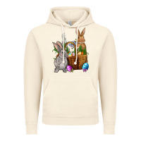 Vintage Artic Bunnys carrots eggs with basket easter Vintage Hoodie - OliviaCreatesArt