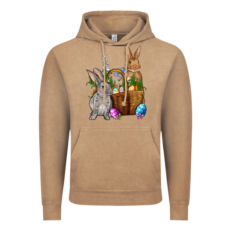 Bunnys Carrots Eggs With Basket Easter Vintage Hoodie by OliviaCreatesArt | Teevron