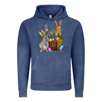 Vintage Denim Bunnys carrots eggs with basket easter Vintage Hoodie - OliviaCreatesArt