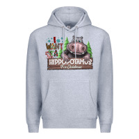 Heather Grey I Want a Hippopotamus for Christmas Premium Hoodie - CowhideDigitalArt