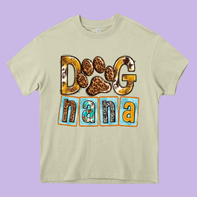 Dog Nana With Paw Heavy Core Tee Designed By Texasbilliewilder