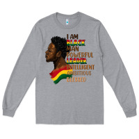Heather Grey I am black man Long Sleeve Tee - FaDigitalArtStudio