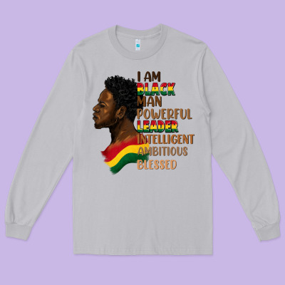 I Am Black Man Long Sleeve Tee Designed By Fadigitalartstudio