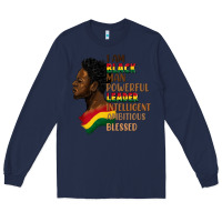 Navy I am black man Long Sleeve Tee - FaDigitalArtStudio