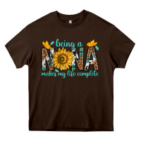Chocolate Brown Being a Nana Makes My Life Complete Heavy Core Tee - texasbilliewilder