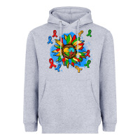 Heather Grey autism sunflower ribbon Heavyweight Hoodie - AdoDesignShop