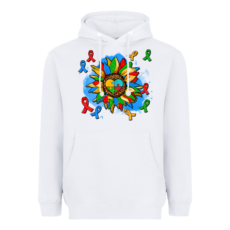 Autism Sunflower Ribbon Heavyweight Hoodie by AdoDesignShop | Teevron