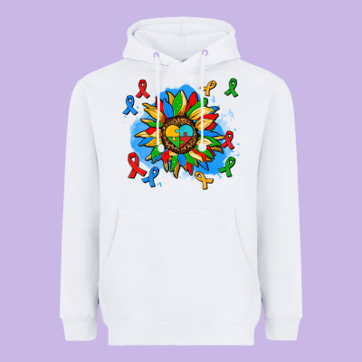 Autism Sunflower Ribbon Heavyweight Hoodie Designed By Adodesignshop