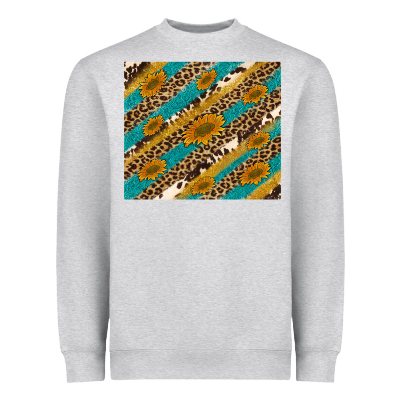 Leopard Cowhide  Leather Sunflowers Heavyweight Sweatshirt by Artiststas | Teevron
