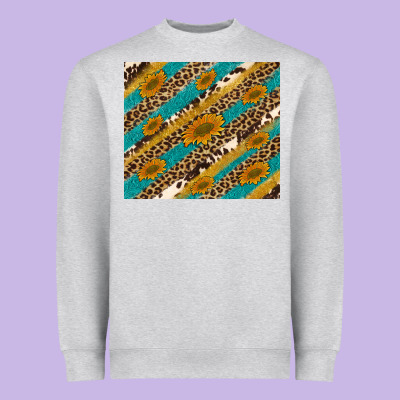 Leopard Cowhide  Leather Sunflowers Heavyweight Sweatshirt Designed By Artiststas