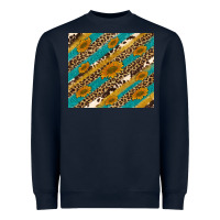 Navy leopard cowhide  leather sunflowers Heavyweight Sweatshirt - Artiststas