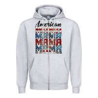 Heather Grey american mama Zipper Hoodie - BarkalooDesign