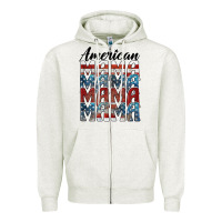 Oatmeal Heather american mama Zipper Hoodie - BarkalooDesign