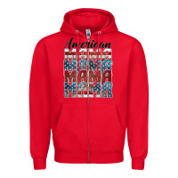 Red american mama Zipper Hoodie - BarkalooDesign