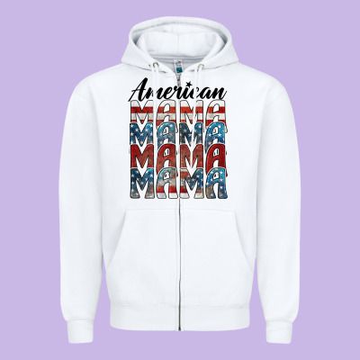 American Mama Zipper Hoodie Designed By Barkaloodesign