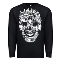 Black Matching Family French Bulldog Dog Skull Costume Halloween Premium Sweatshirt - maiPhamDesign