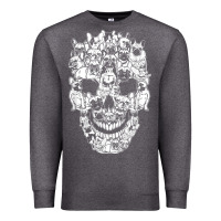 Charcoal Heather Matching Family French Bulldog Dog Skull Costume Halloween Premium Sweatshirt - maiPhamDesign