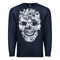 Navy Matching Family French Bulldog Dog Skull Costume Halloween Premium Sweatshirt - maiPhamDesign