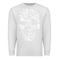 Oatmeal Heather Matching Family French Bulldog Dog Skull Costume Halloween Premium Sweatshirt - maiPhamDesign