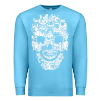 Ocean Blue Matching Family French Bulldog Dog Skull Costume Halloween Premium Sweatshirt - maiPhamDesign
