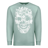Seafoam Matching Family French Bulldog Dog Skull Costume Halloween Premium Sweatshirt - maiPhamDesign
