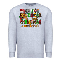 Heather Grey hot cocoa and christmas movies Premium Sweatshirt - AdoDesignShop