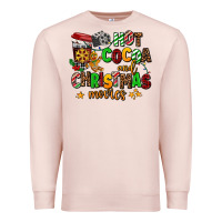 Pale Pink hot cocoa and christmas movies Premium Sweatshirt - AdoDesignShop