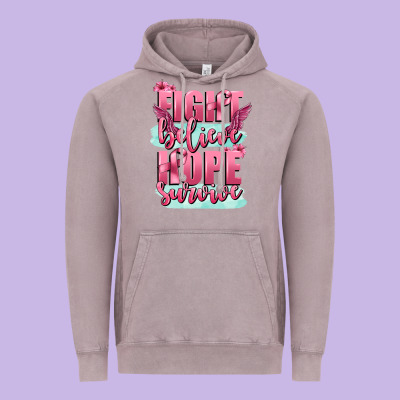 Fight Believe Hope Survive Cancer Awareness Vintage Hoodie Designed By Fadigitalartstudio