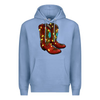Colony Blue Western Christmas Boots Premium Hoodie - RanaPortraitStore