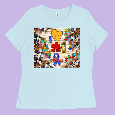 Love Puzzle Ribbon Ladies Tee Designed By Tumblerdesignbyshophia