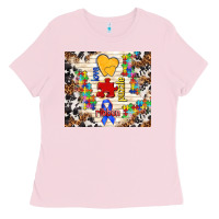 Bubblegum Pink love puzzle ribbon Ladies Tee - TumblerDesignByShophia