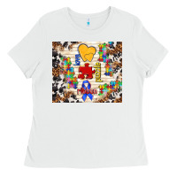 White love puzzle ribbon Ladies Tee - TumblerDesignByShophia