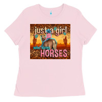 Bubblegum Pink just a girl who loves horses Ladies Tee - TumblerDesignByShophia