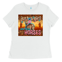 White just a girl who loves horses Ladies Tee - TumblerDesignByShophia