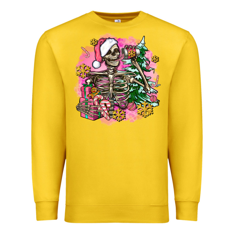 Pink Coffee Gifts Christmas Skeleton Coffee Premium Sweatshirt by AdoDesignShop | Teevron