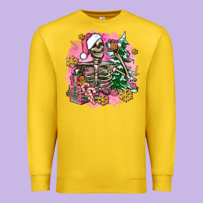 Pink Coffee Gifts Christmas Skeleton Coffee Premium Sweatshirt Designed By Adodesignshop