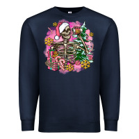 Navy pink coffee gifts christmas skeleton coffee Premium Sweatshirt - AdoDesignShop