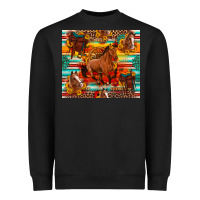 Black galloping horse serape sunflowers turquoise and saddles Heavyweight Sweatshirt - Artiststas