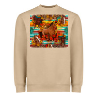 Mushroom galloping horse serape sunflowers turquoise and saddles Heavyweight Sweatshirt - Artiststas