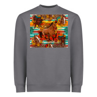 Storm galloping horse serape sunflowers turquoise and saddles Heavyweight Sweatshirt - Artiststas