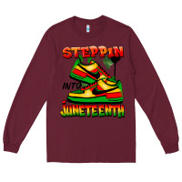 Burgundy Steppin' into Juneteenth Long Sleeve Tee - FaDigitalArtStudio