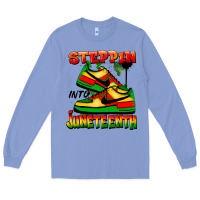 Colony Blue Steppin' into Juneteenth Long Sleeve Tee - FaDigitalArtStudio