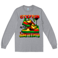 Heather Grey Steppin' into Juneteenth Long Sleeve Tee - FaDigitalArtStudio
