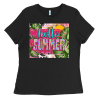 Black hello summer with cowhide Ladies Tee - TumblerDesignByShophia