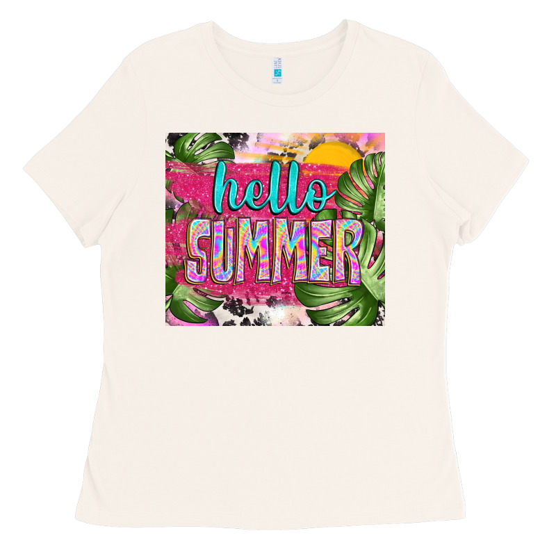 Hello Summer With Cowhide Ladies Tee by TumblerDesignByShophia | Teevron