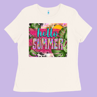 Hello Summer With Cowhide Ladies Tee Designed By Tumblerdesignbyshophia
